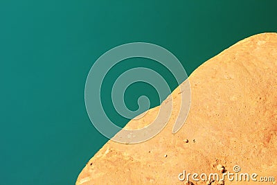 Top view on a surface of the blue water and a coast in the Thai Grand Canyon. Stock Photo