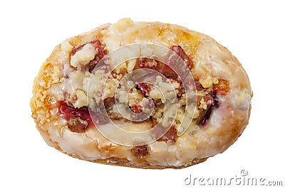 Top view sweet bun with rhubarb isolated on white background Stock Photo