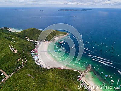 Top view of Tawean beach at Ko Lan, Pattaya Stock Photo