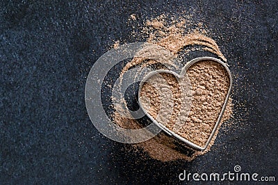 Teff Flour in a Heart Shape Stock Photo