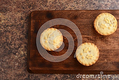 Top view three mincemeat pies Stock Photo
