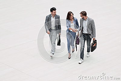 Top view.three modern business people Stock Photo