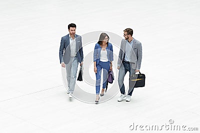 Top view.three modern business people Stock Photo