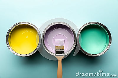 Top view of three tins with Stock Photo