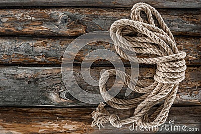 top view of tied nautical rope on grunge Stock Photo