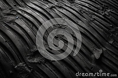 Top view of tire texture tracks on black ground Stock Photo