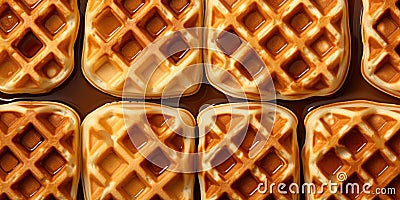 Top view to a baked, fresh waffles, food concept Stock Photo
