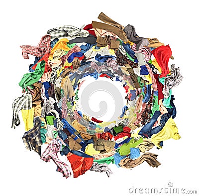 Top view to whirlwind of clothes Stock Photo