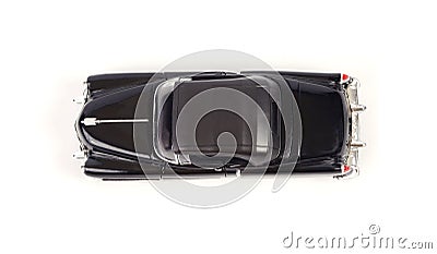 Top view of toy model classic car. Stock Photo
