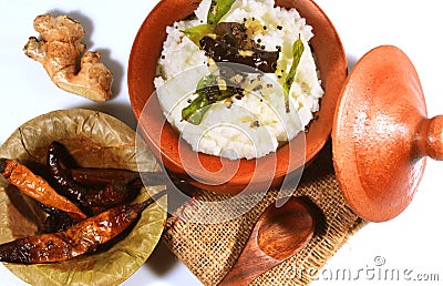 Top view of traditional homemade curd rice South Indian food Stock Photo