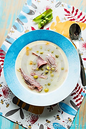 Finnish pea soup with smoked pork Stock Photo