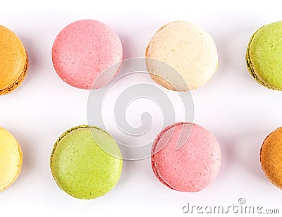 View of two rows of French macarons. Stock Photo