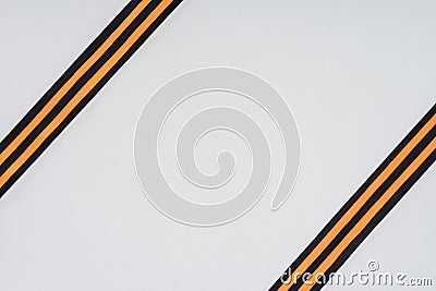 top view of two st. george ribbons isolated on gray Stock Photo