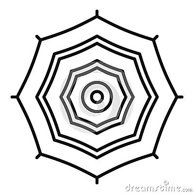 Top view umbrella icon, outline style Vector Illustration