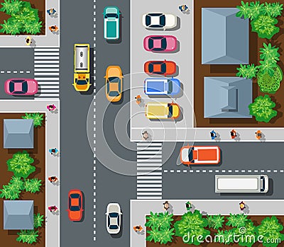 Top view of urban Vector Illustration