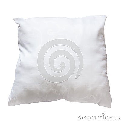 top view of used white pillow isolated Stock Photo