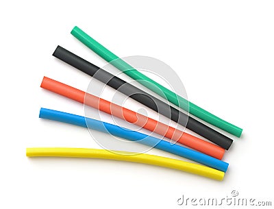 Top view of various colorful heat shrink tubing Stock Photo