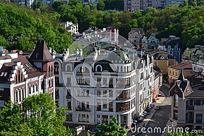 Top view on Vozdvizhenskaya street Kyiv, Ukraine. Stock Photo