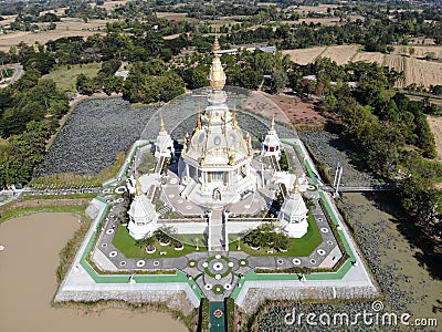 Top View of Wat Thung Setthi Temple in Khonkaen Province Stock Photo