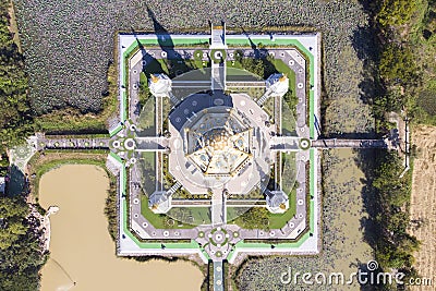 Top View of Wat Thung Setthi Temple in Khonkaen Province Stock Photo