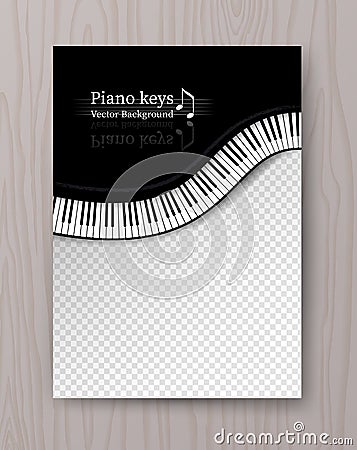 Top view waved Piano keys Vector Illustration