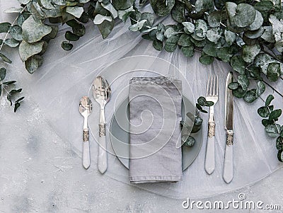 Top view wedding rustic table Stock Photo