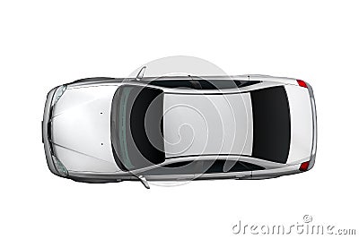 Top view of white car isolated on white background. With clipping path. Stock Photo