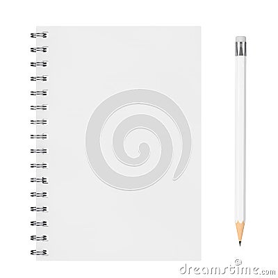 Top View of White Closed Spiral Paper Cover Notebook with White Stock Photo