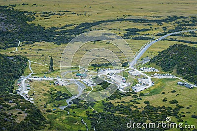 Top view of White House hill campsite in Mt Cook National park. I Stock Photo