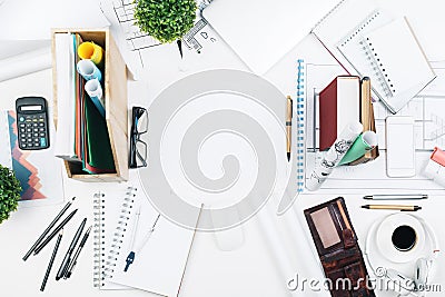 Blueprint and messy concept Stock Photo