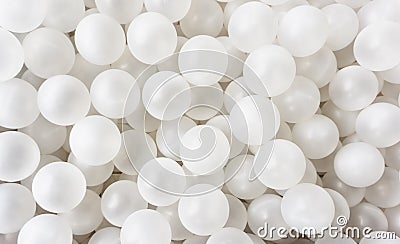 Top view white plastic bubbles pool texture. Playground background Stock Photo