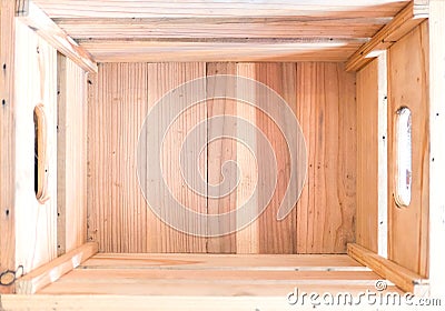 Top view wooden box. Free space for announcements and advertisements Stock Photo