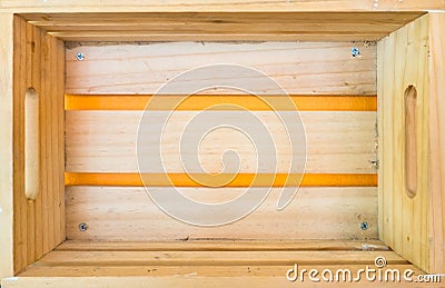 Top view wooden box . Free space for announcements and advertisements Stock Photo