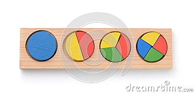 Top view of wooden shape sorter puzzle toy Stock Photo