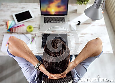 Top view workplace artist designer Stock Photo