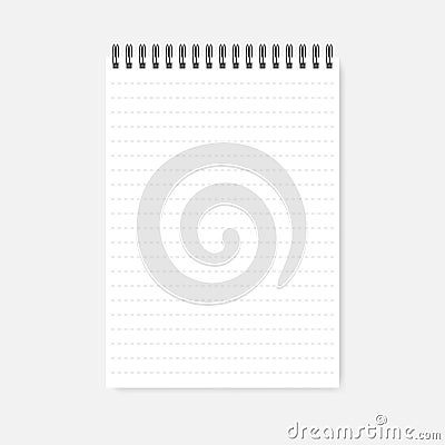 Top wire spiral dashed lined A4 note book, realistic vector mockup Vector Illustration