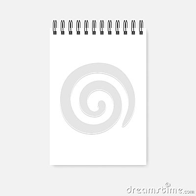 Top wire spiral empty notebook - white A5 diary realistic vector mockup Vector Illustration