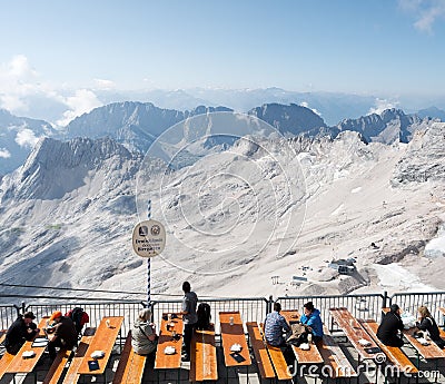 At the top of the Zugspitze Editorial Stock Photo