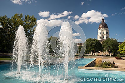 Topeka Kansas Capital Capitol Building Fountains Downtown City S Stock Photo