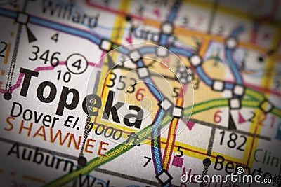 Topeka, Kansas on map Stock Photo