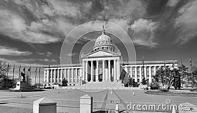 Grayscale view of the government building of Kansas State Capitol, Topeka, United States Editorial Stock Photo