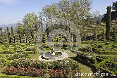 Topiary Landscaping in a Formal English Garden Stock Photo