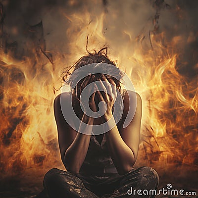 The topic of emotional burnout from overexertion when working with people and at work Stock Photo