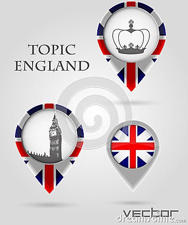 Topic England Map Marker Vector Illustration