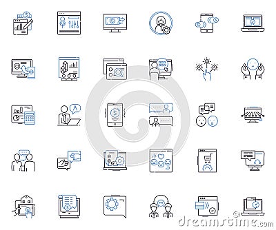 Topic line icons collection. ashion, Style, Trendy, Couture, Chic, Glamorous, Elegance vector and linear illustration Vector Illustration