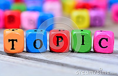 Topic word on table Stock Photo