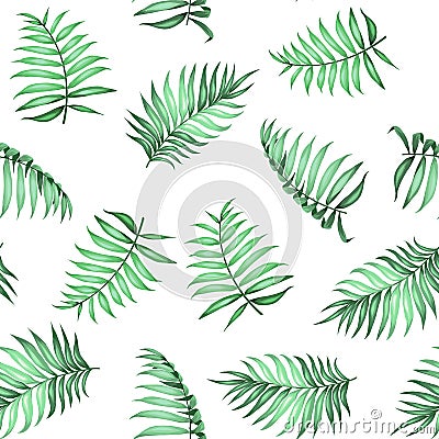 Topical palm leaves pattern. Vector Illustration