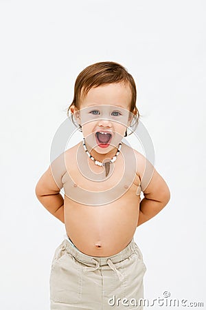 Topless toddler boy Stock Photo