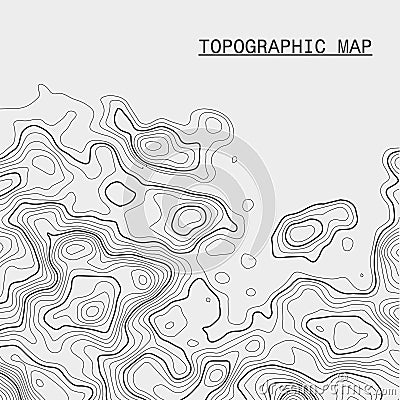 Topographic contour map with grid. Vector relief map Stock Photo