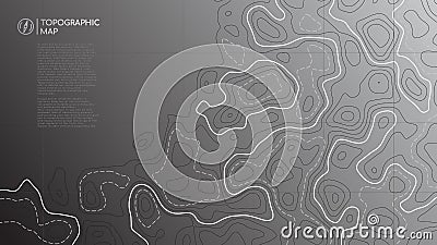 Topographic line map. Abstract topographic map banner with copy space. Vector Illustration